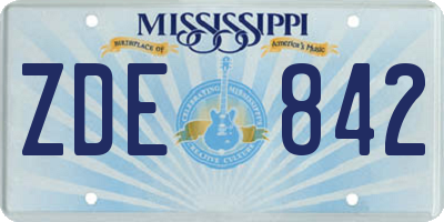 MS license plate ZDE842