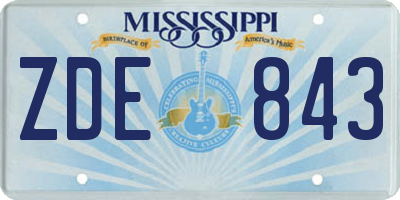 MS license plate ZDE843