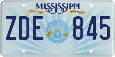 MS license plate ZDE845