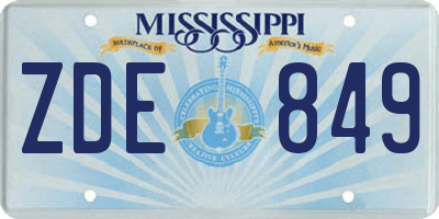 MS license plate ZDE849