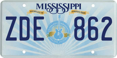 MS license plate ZDE862