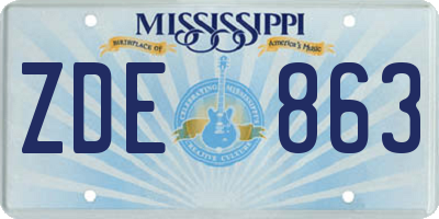 MS license plate ZDE863