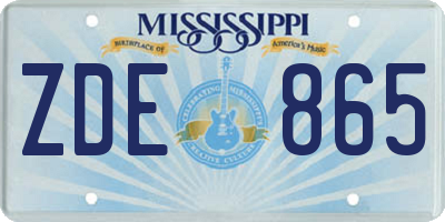 MS license plate ZDE865