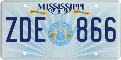 MS license plate ZDE866