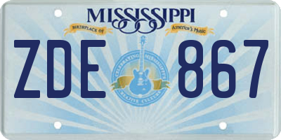 MS license plate ZDE867