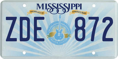 MS license plate ZDE872