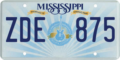 MS license plate ZDE875