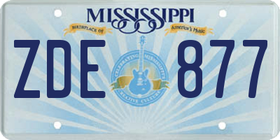 MS license plate ZDE877