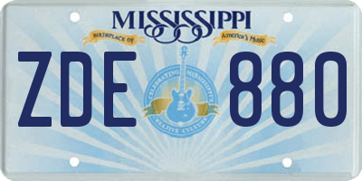 MS license plate ZDE880