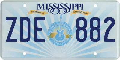 MS license plate ZDE882
