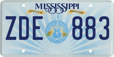 MS license plate ZDE883