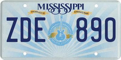 MS license plate ZDE890