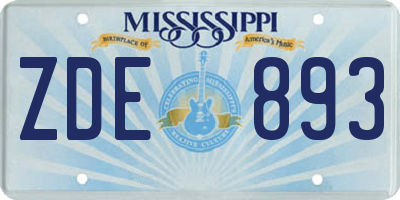 MS license plate ZDE893