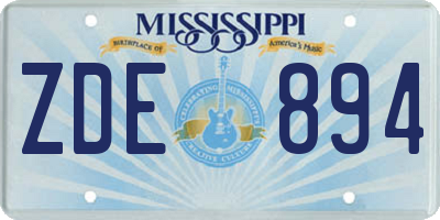 MS license plate ZDE894