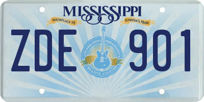 MS license plate ZDE901