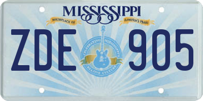 MS license plate ZDE905