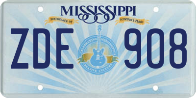MS license plate ZDE908