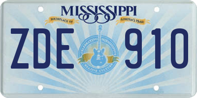 MS license plate ZDE910