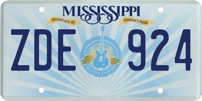 MS license plate ZDE924