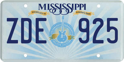 MS license plate ZDE925