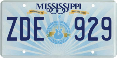 MS license plate ZDE929
