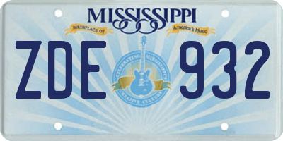 MS license plate ZDE932