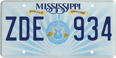 MS license plate ZDE934