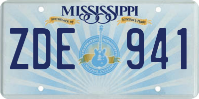 MS license plate ZDE941
