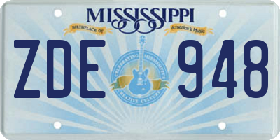 MS license plate ZDE948