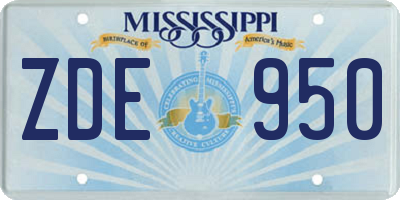 MS license plate ZDE950
