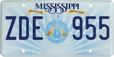 MS license plate ZDE955