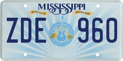 MS license plate ZDE960
