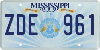 MS license plate ZDE961