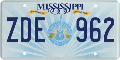 MS license plate ZDE962