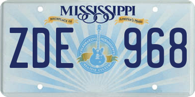 MS license plate ZDE968