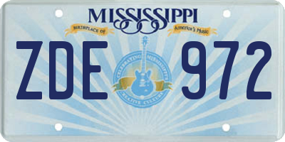 MS license plate ZDE972