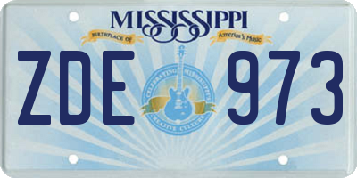 MS license plate ZDE973