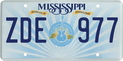 MS license plate ZDE977