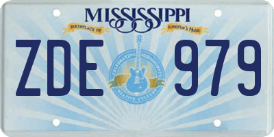 MS license plate ZDE979