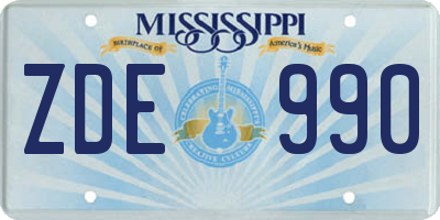 MS license plate ZDE990