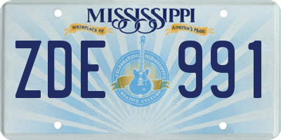 MS license plate ZDE991