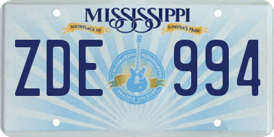 MS license plate ZDE994