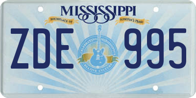 MS license plate ZDE995