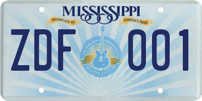 MS license plate ZDF001