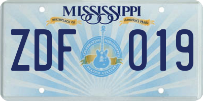 MS license plate ZDF019