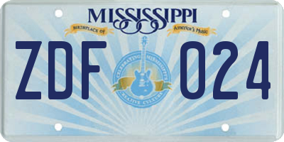 MS license plate ZDF024