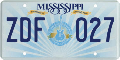 MS license plate ZDF027