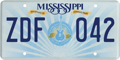 MS license plate ZDF042