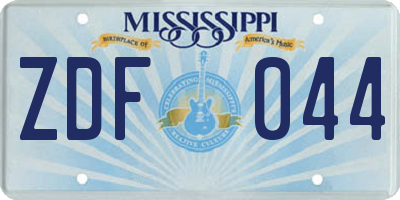 MS license plate ZDF044