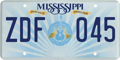MS license plate ZDF045
